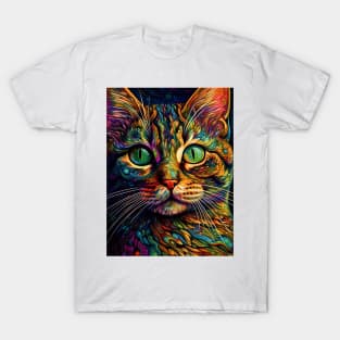 Close-up of a cat's head. Illustration in abstract style. T-Shirt